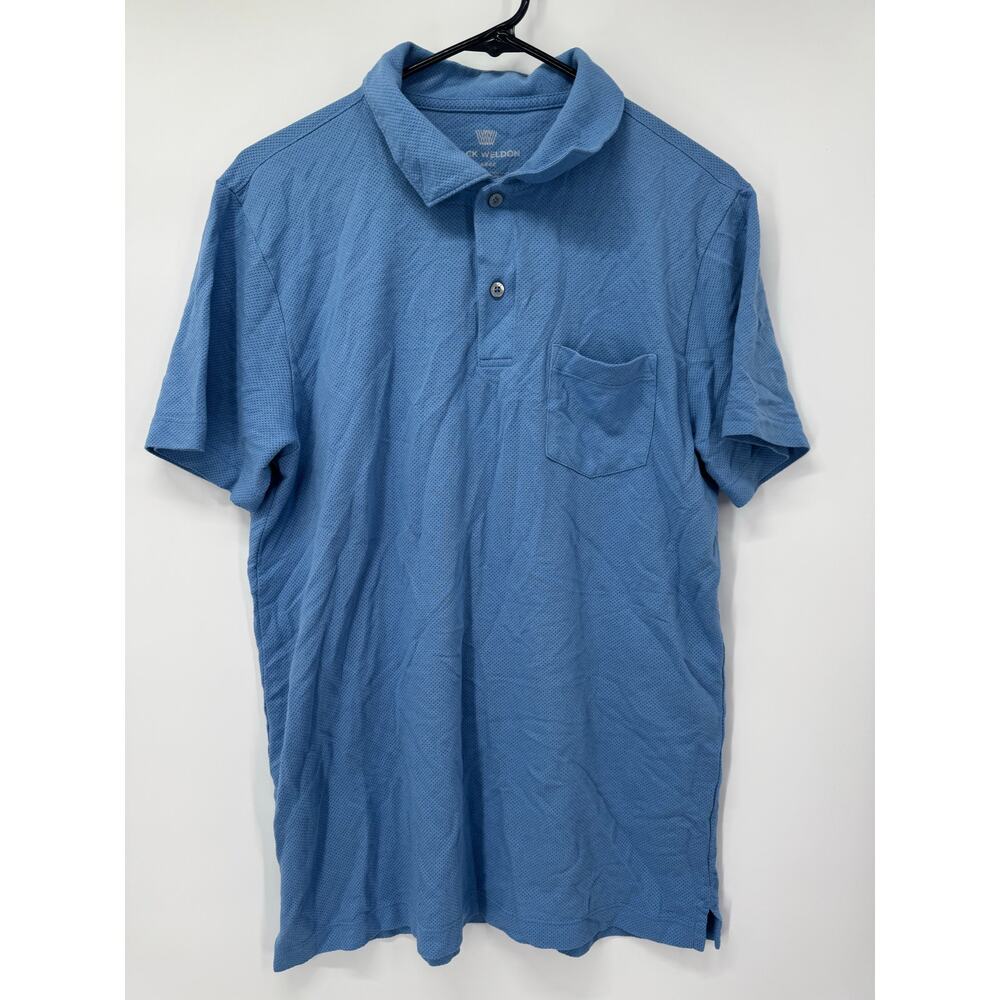 Mack Weldon Men's L Short‎ Sleeve Blue Mesh Breathable Lightweight Polo Shirt